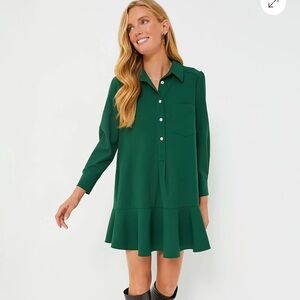 Beautiful Tuckernuck Hunter Green Crepe Callahan Dress-Large
